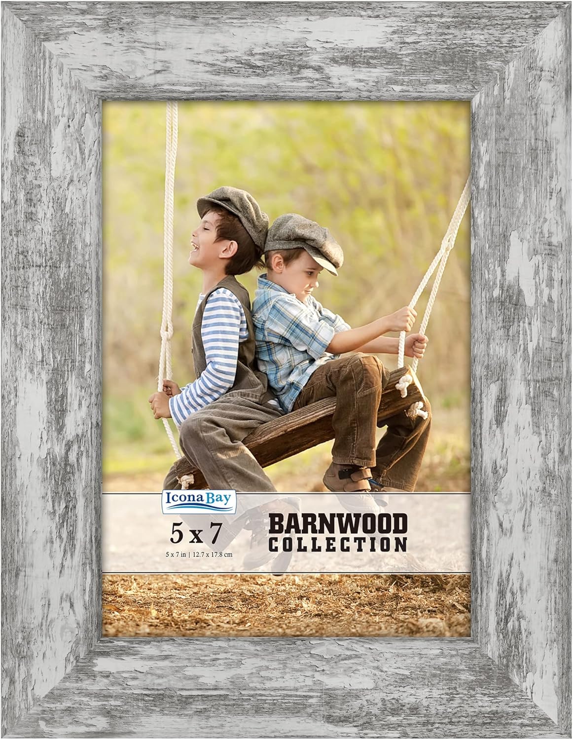 Photo Albums, Frames & Accessories - Icona Bay 5x7 Pony Gray Picture Frame, Country Rustic Style 5 x 7 Photo Frame, Table Top or Wall Mount, Barnwood Collection