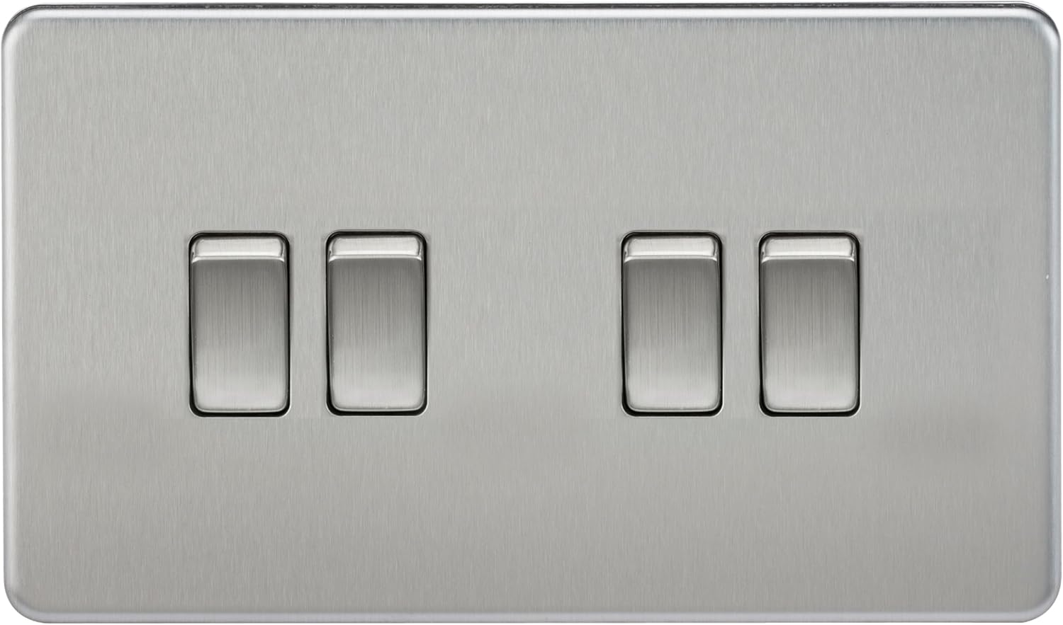 Knightsbridge SF4100BC Screwless 10 A 4-Gang 2 Way Switch, 23 W, 230 V, Brushed Chrome, Light Switch 4G