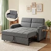 Gizoon Convertible Sofa Bed Modern Couch Bed &amp; Small Loveseat Sleeper, Grey | 3 in 1 Pull out Couch, Space-Saving Design, 5-Position Adjustable Futon Sofa Bed for Living Room, Apartment, Guest Room
