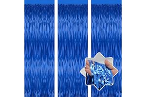 LULEEYANG 3 Pack Blue Backdrop Curtain Tinsel Streamers Ocean Themed Decor Birthday Party Decorations Foil Fringe Backdrop Graduation Baby Shower Bachelorette Winter Party Decorations Supplies