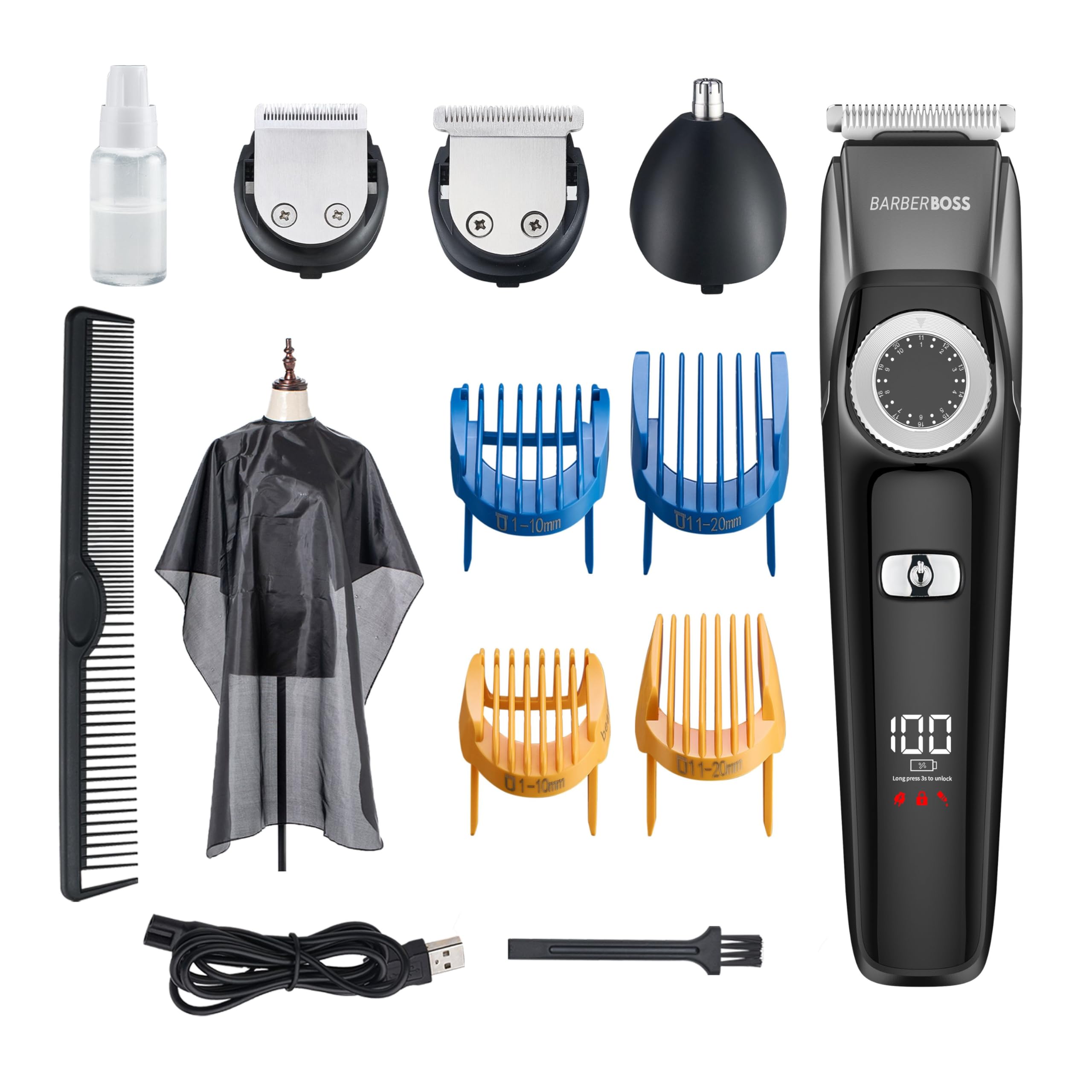 Barberboss Beard Trimmer Men, Nose Hair Trimmer for Men, Cordless Hair Clippers Men: Trimmer for Men, Waterproof, Mens Grooming Kits