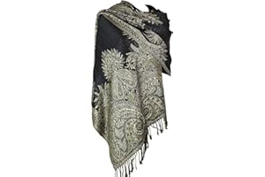 Achillea Big Paisley Pashmina Shawl Wrap for Women – Elegant Scarf for Weddings, Evening Dresses, Festivals & Daily Wear