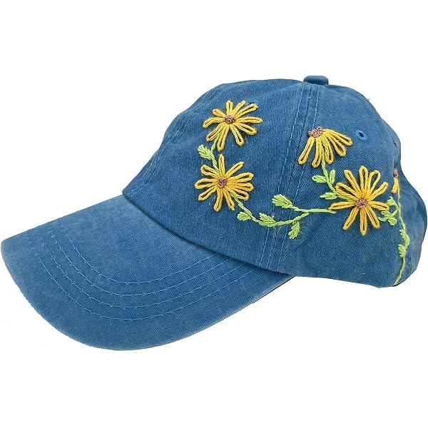 Women\'s Embroidered Baseball Cap Adjustable Soft Breathable Hats Floral (Blue) EMBROIDERY FLORAL BASEBALL CAP HAT | 40HW737 – JOSSLYN COMPANY main image 2