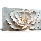 WDHCG Flower Art Wall Decor for Living Room - White/Pink/Beige Canvas Wall Art for Office - Modern Wall Decor for Bedroom Women Size 20 x 40 Inch