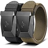 BULLIANT Men Belt 2 Pack,Tactical Stretch Belt Adjustable For Rigger Military Heavy Duty Work 1.5"-Cut For Fit