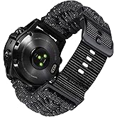 BINLUN Compatible with Garmin Watch Band 20mm 22mm 26mm, Heavy-Duty Braided 550 Paracord Nylon Sport Replacement Strap Design for Quickfit Fenix/Fit for Forerunner/for Instinct/for Quatix/for MARQ