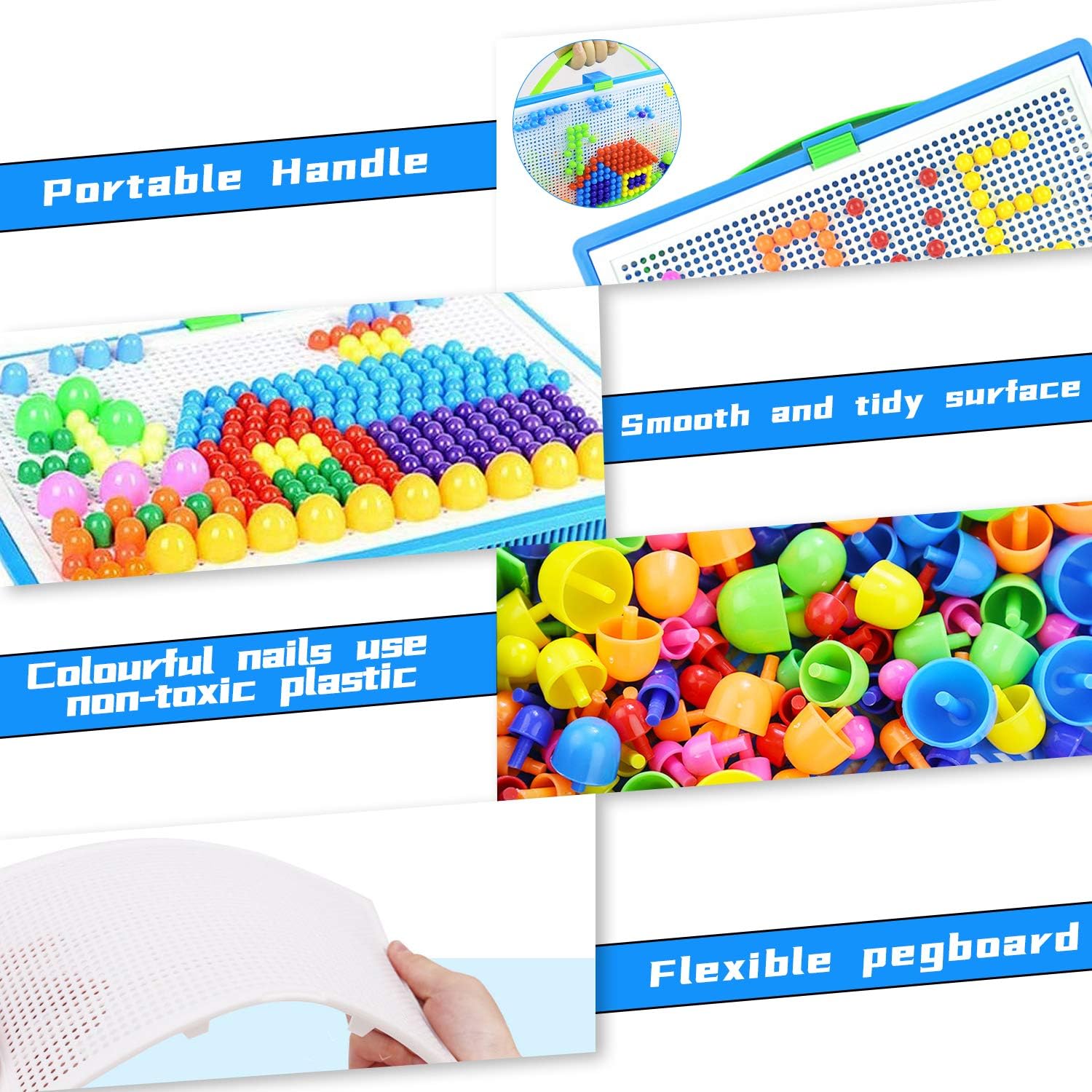 Loisirs Creatifs Fille Enfant Geometrie Jigsaw Cadeau De Noel Anniversaire Pour Enfants 3 Ans Et Plus Jeux De Mosaique Mosaique Puzzle Clous De Champignon Jigsaw 300 Pcs Jouet Educatif Bloc De Construction Briques Jeux Et