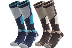 RIOROO Ski Socks, 2/3 Pairs for Skiing, Snowboarding, Outdoor Sports - Thermal Knee-High Warm Socks for Men, Women, Youth