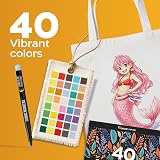 Zenacolor Fabric Pens Set of 40 - Non Toxic Fine Point Textile Markers view 3