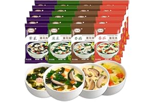ZHONG XIANG XING LI FOOD Egg Flower Soup Mix, Vegetable Mix Soup with 4 Flavors (Laver, Spinach, Mushroom, Tomato), 0.3 Ounce (20 Pack)