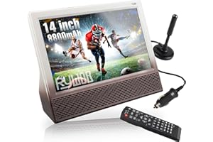 Rywob 14’’ Portable TV with Antenna,Built-in 8800mAh Rechargeable Battery,ATSC Digital Television with HDMI/USB/TF Card Ports,Stero Speakers TV for Camping,Kitchen,Car