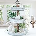 3 Tiered Galvanized Metal Tray, Farmhouse Display Stand, Cupcake Holder