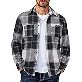 COOFANDY Men's Flannel Shirts Long Sleeve Casual Cotton Plaid Button Down Shirt Jacket with Pockets