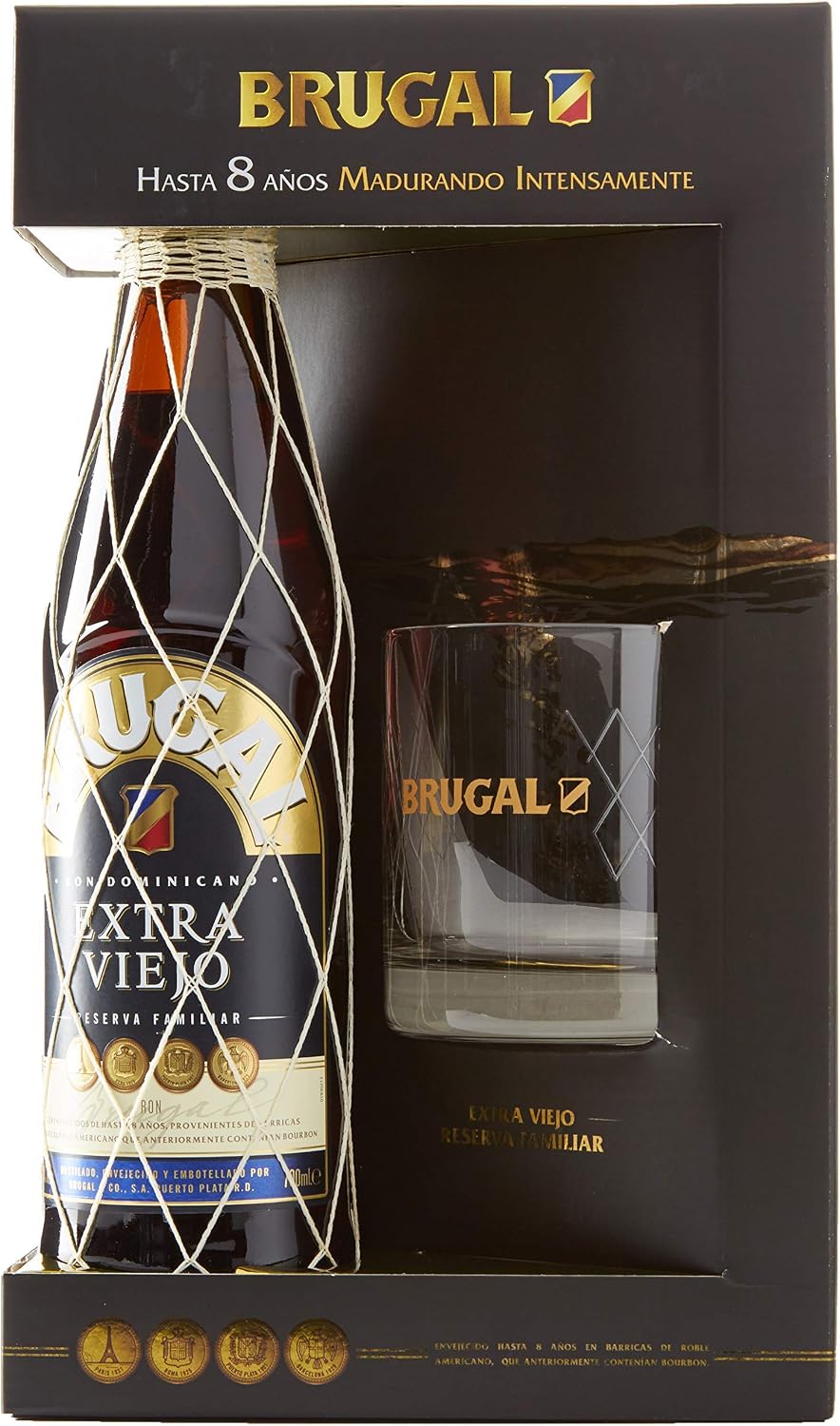 Estuche Brugal Extra viejo y Vaso. Ron Dominicano - 700 ml