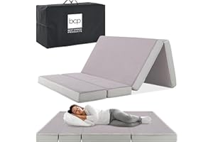 Best Choice Products 4in Portable Twin-Size Mattress, Tri-Fold Mattress for Camping, Guest, Toddler, Foam Plush w/Carry Case - Grey