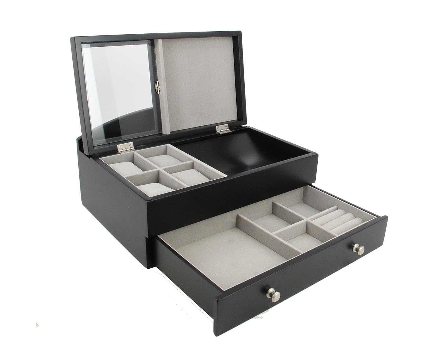 New Executive SAWYER Mens Black Wood Valet Storage Organizer Men's