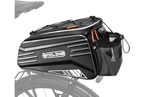 WOTOW Bike Rear Rack Bag - 10L Hard Shell Waterproof Bike Trunk Pannier with Shoulder Strap, Reflective Bicycle Rear Rack Saddle Seat Bag for Travel Outdoor Cycling Ebike Accessories