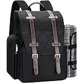 Picnic Backpack for 4 Person with Large Insulated Cooler Bag, Picnic Basket Set with Wine Pouch, Waterproof Picnic Blanket & 