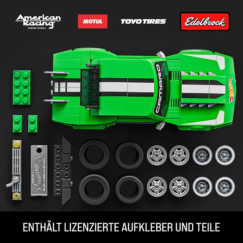 ​Mattel Brick Shop Hot Wheels Speed Serie Bauset, Custom ’68 Camaro mit 289 Teilen, realistischen Details und individuellen Aufklebern, für Sammler und Kinder ab 10 Jahren, JFT16