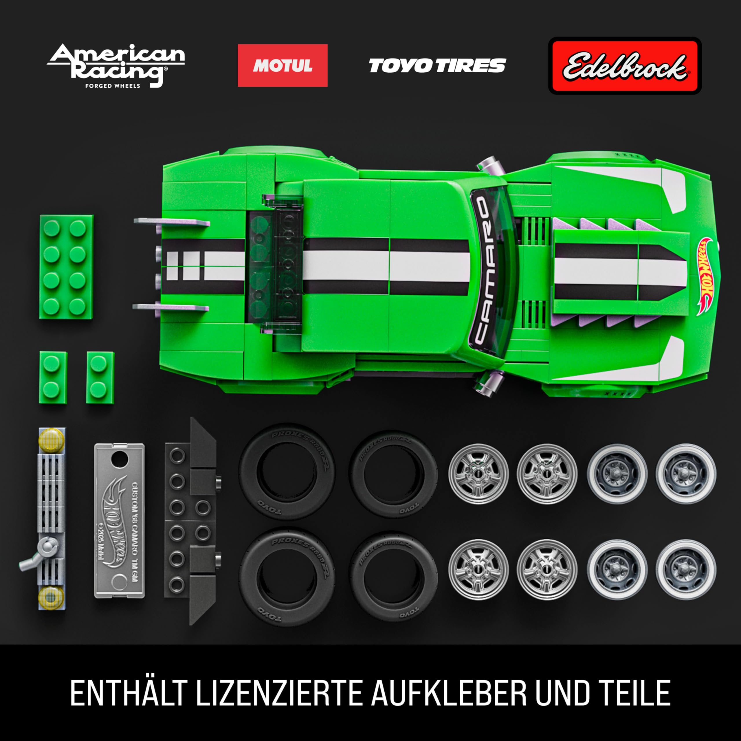 ​Mattel Brick Shop Hot Wheels Speed Serie Bauset, Custom ’68 Camaro mit 289 Teilen, realistischen Details und individuellen Aufklebern, für Sammler und Kinder ab 10 Jahren, JFT16 4