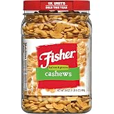 Fisher Snack Cashew Halves and Pieces, 24 Ounces, Roasted with Sea Salt, No Artificial Colors or Flavors, 100% Recyclable