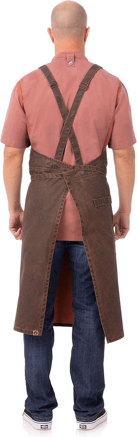 Chef Works Denver Chefs Cross-Back Bib Apron, Choc/Rust, One Size: Clothing
