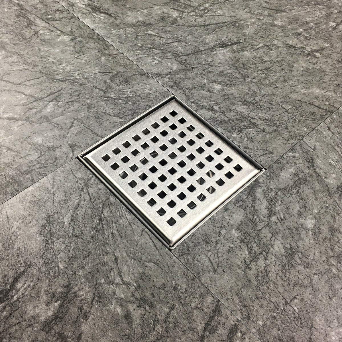 Neodrain Square Shower Drain with Removable Quadrato Pattern Grate, 4