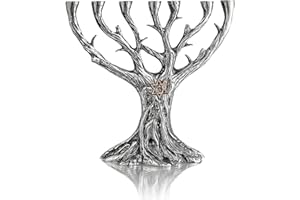 YU FENG 7-Branch Menorah Silver,Hanukkah Menorah Tree of Life with Star of David Menorahs for Chanukah Jewish Candle Holder for Shabbat 6.4 Inches