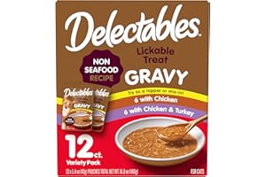 Hartz Delectables Gravy Non-Seafood Lickable Wet Cat Treat & Food Topper, Chicken Flavor Variety, 12 Pack, 1.40 Ounce (Pack of 12)
