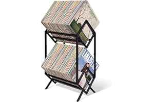 FFQ Vinyl Record Holder,Vinyl Record Storage,2 Tier Album Storage Rack for Vinyl Records,Vinyl Record Holder Stand for Magzine/books/Albums/Files