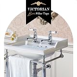 Hapilife Basin Pillar Taps Twin Mixers Victorian White Ceramic Lever Chrome 2 view 2