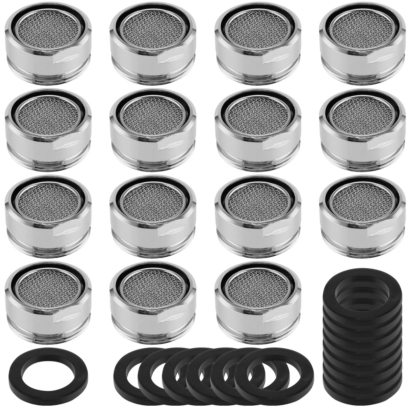 FUNSUEI 15 PCS Tap Aerator 24mm Male, Tap Spout Filter Nozzle Replacement with Gasket for Kitchen, Restaurant, Bathroom