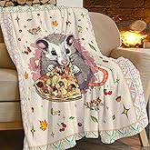 Opossum Gifts Opossum Plush Blanket Comfy Flannel Fleece Warm Soft Fluffy Fuzzy Opossum Pizza Decor Throw Blankets Gifts for Girls Boys Women Teens Kids Baby for Room Bed Sofa Couch 40"X50"