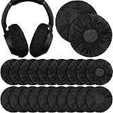 BBTO 100 Pieces Headphone Ear Covers Disposable Earphone Sanitary Non-Woven Stretch Earpad Covers Fit for Most on Ear Headphones(11 cm,Black)