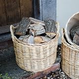 Arthur Cameron Deluxe Circular Wicker Log Basket with Handles & Lining (Large, view 2