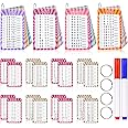 4 Packs of 49 Pcs Multi Math Flash Cards, Addition, Subtraction, Multiplication, & Division Flashcards with 2 Dry Erase Markers 4 Rings Math Games