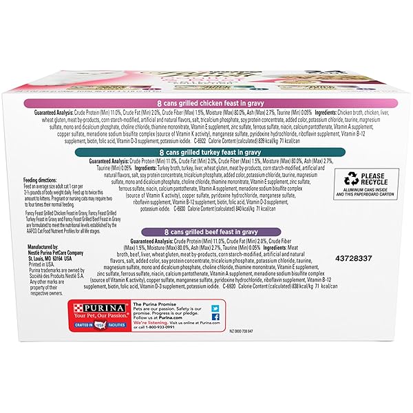PURINA FANCY FEAST GRILLED WET CAT FOOD POULTRY AND BEEF COLLECTION WET CAT FOOD VARIETY PACK – (PACK OF 24) 3 OZ. CANS