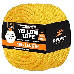 Yellow Twisted Polypropylene Rope, 1/4" Thickness x