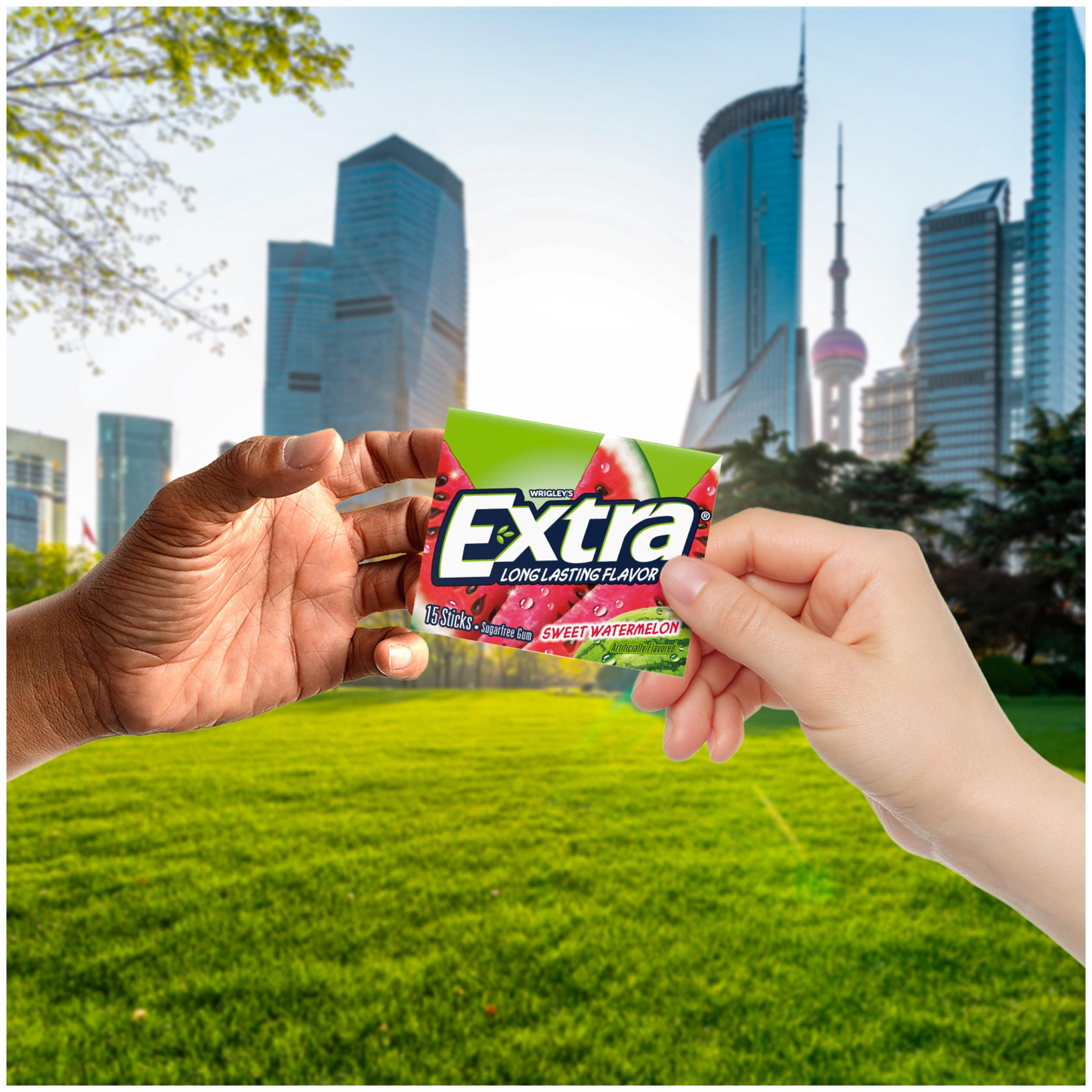thumbnail image 2 of EXTRA Sweet Watermelon Sugarfree Gum 15 Piece Pack (Pack Of 10) Limited Edition 2 of 4