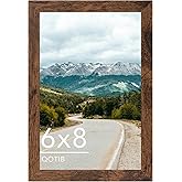 QOTIB 6x8 Picture Frame Deep Brown for Wall Hanging or Tabletop, Wood 6 x 8 Frame Photo Frame for Wall Horizontally or Vertically, Deep Brown, 1 Pack