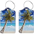 Luggage Tags for Suitcases, 2 Pack Cute PU Leather Suitcase Tag Identifiers TSA Approved with Stainless Steel Loop and Address Card for Baggage Tag for Cruise Airport Travel Essentials by Chelmon