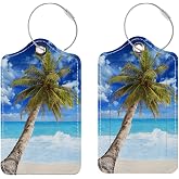 Chelmon 2 Pack Cute PU Leather Luggage Tags for Suitcases,Travel Essentials | TSA Approved, Privacy Cover ID Label, Stainless Steel Loop, Waterproof, for Airport Cruise Travel, Beach