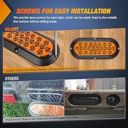 Nilight 6Inch Oval Tail Light 2PCS Amber 24LED Turn