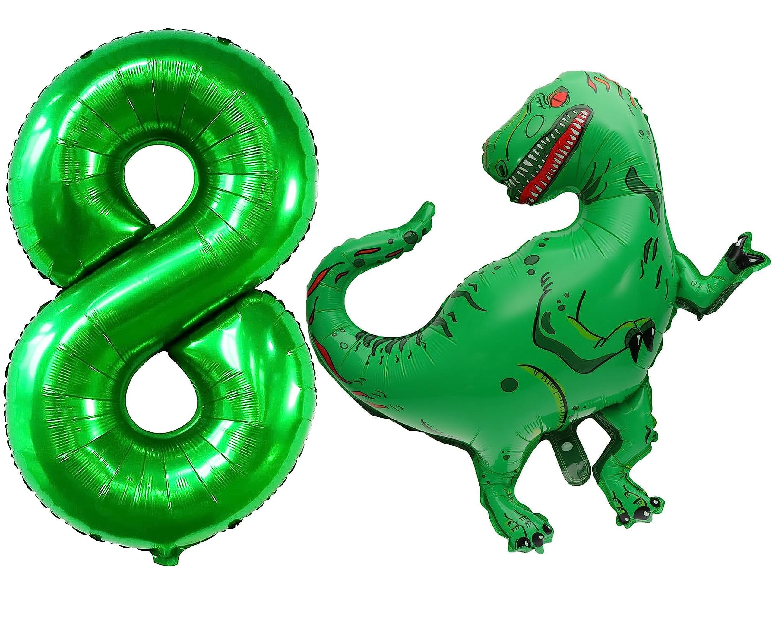 Toyland® Green Dinosaur Foil Balloon Pack - 1 x 40" Shape Balloon & 1 x 40" Number Balloon - Kids Party Decorations