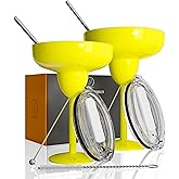 vaanshie Vacuum Sealed Margarita Glass with Lid Break-Resistant Stainless Steel Margarita Tumbler for Cocktails & Cold Drinks | Perfect for Mother's Day Gifting (Lemon Yellow, Pack of 2)