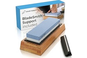 Premium Sharpening Stone- 2 Side Whetstone 1000/6000 - Knife Sharpening Stone- Nonslip Bamboo Base, Angle Guide & eBook