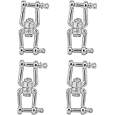 MAMDAFAON 4PCS M5 Jaw-Jaw Swivel Anchor Connector Clevis Double Shackle for Boat,304 Stainless Steel