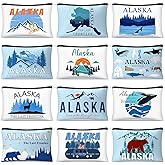 Reginary 12 Pcs City Souvenir Gifts Texas State Gifts Chicago City Souvenirs California Makeup Bag Paris San Francisco Alaska Zippered Cosmetic Bag for Women Traveler Souvenirs(Alaska)