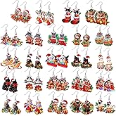 Remuuly 24 Pairs Christmas Cute Cat Earrings - Dangle Acrylic Kitten Earrings for Charm Decoration Gifts