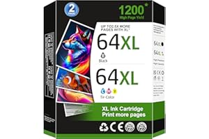 LINKMAY 64XL Ink Cartridge Black and Color Replacement for HP Ink 64 HP 64XL Ink Cartridge Combo Pack for Envy Photo 7855 7858 7155 7158 7164 7120 7100 7800 6255 6252 Tango Tango Terra Series Printer (2 Pack)